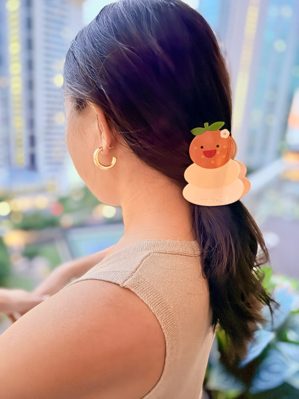 EDEN HAIR CLIP TANGERINE & MOCHI