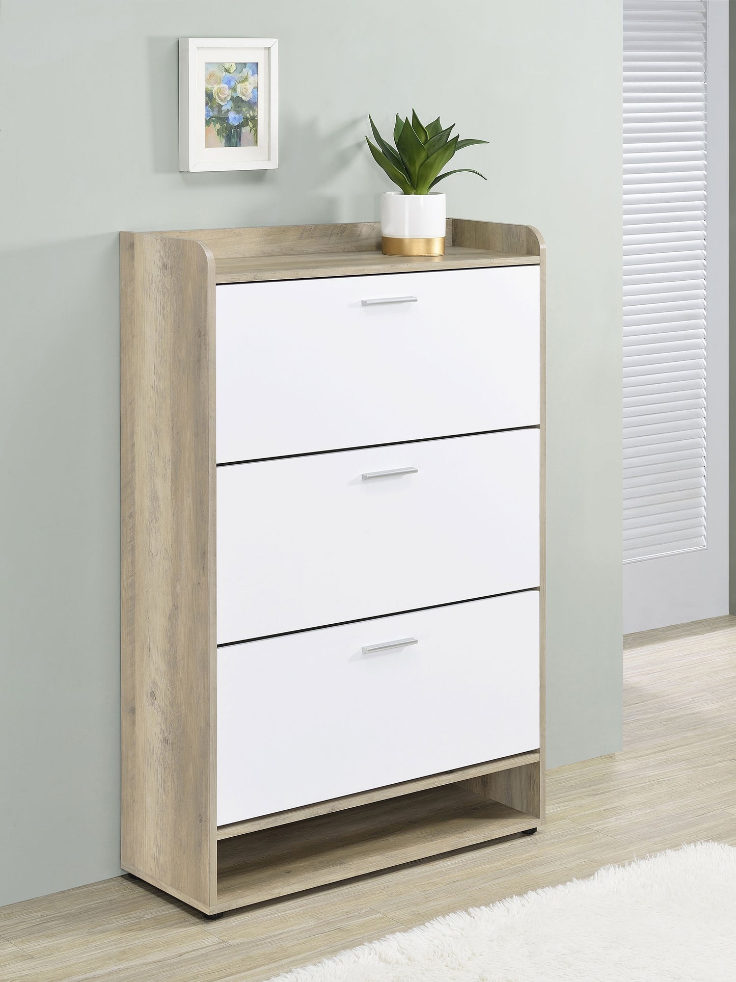 DENIA 3 TIER SHOE CABINET WHITE