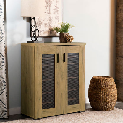 BRISTOL 6 SHELF SHOE CABINET GOLDEN OAK