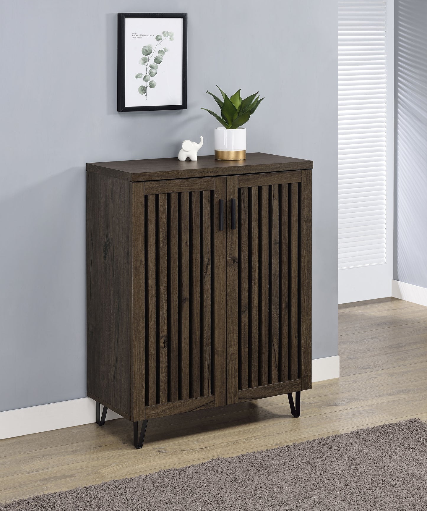 BRIXTON 2 DOOR SHOE CABINET SMOKED OAK