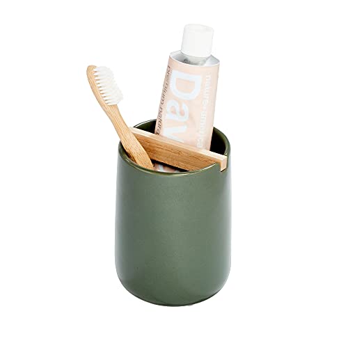 CERAMIC TOOTHBRUSH HOLDER MOSS