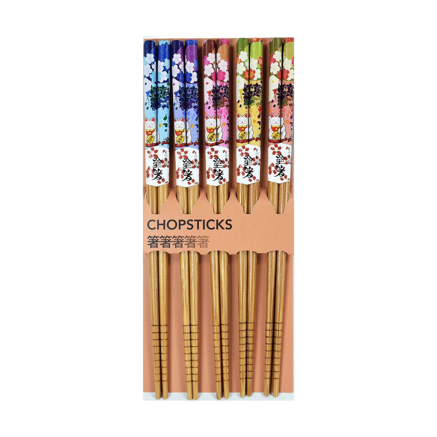 CHOPSTICKS MANEKI NEKO FLORAL 5PK