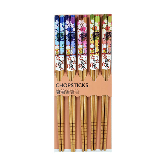 CHOPSTICKS MANEKI NEKO FLORAL 5PK