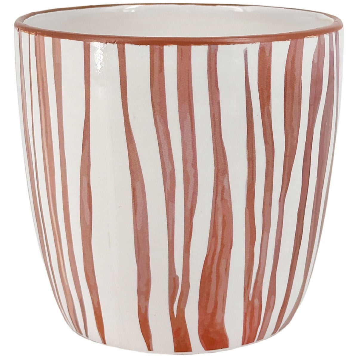 MCARR POT GLOSSY WHITE W/ORANGE LINES