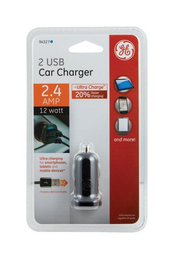 GE USB CAR CHARGER DUAL PORT