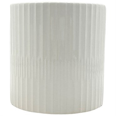 M CARR CERAMIC POT WHITE LINES 6"