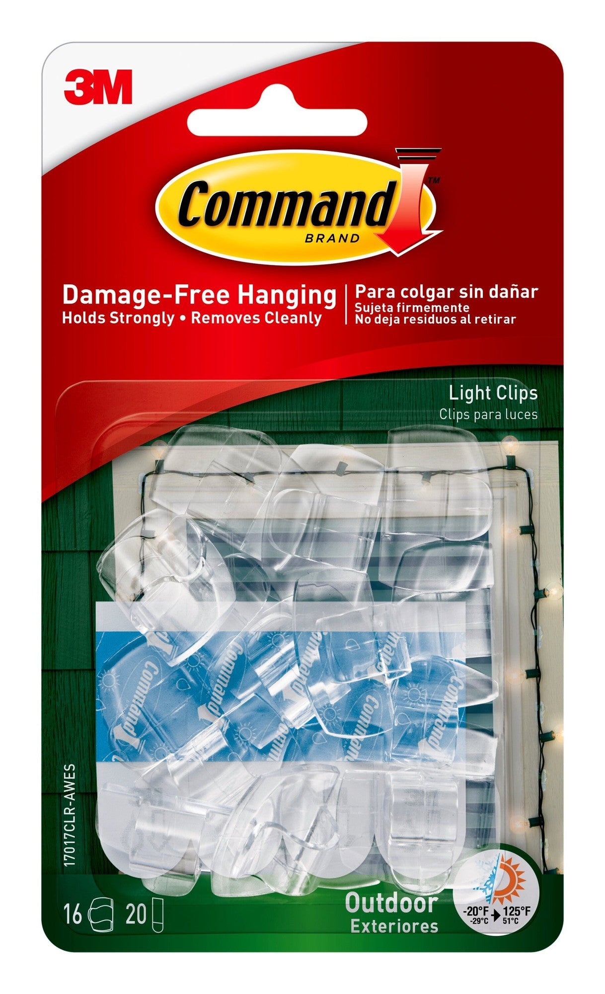COMMAND OUTDOOR LIGHT CLIPS 16CT