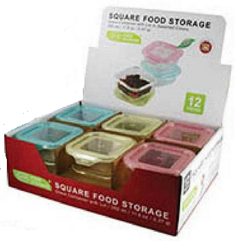 STORAGE JAR GLASS SQUARE 12.5OZ