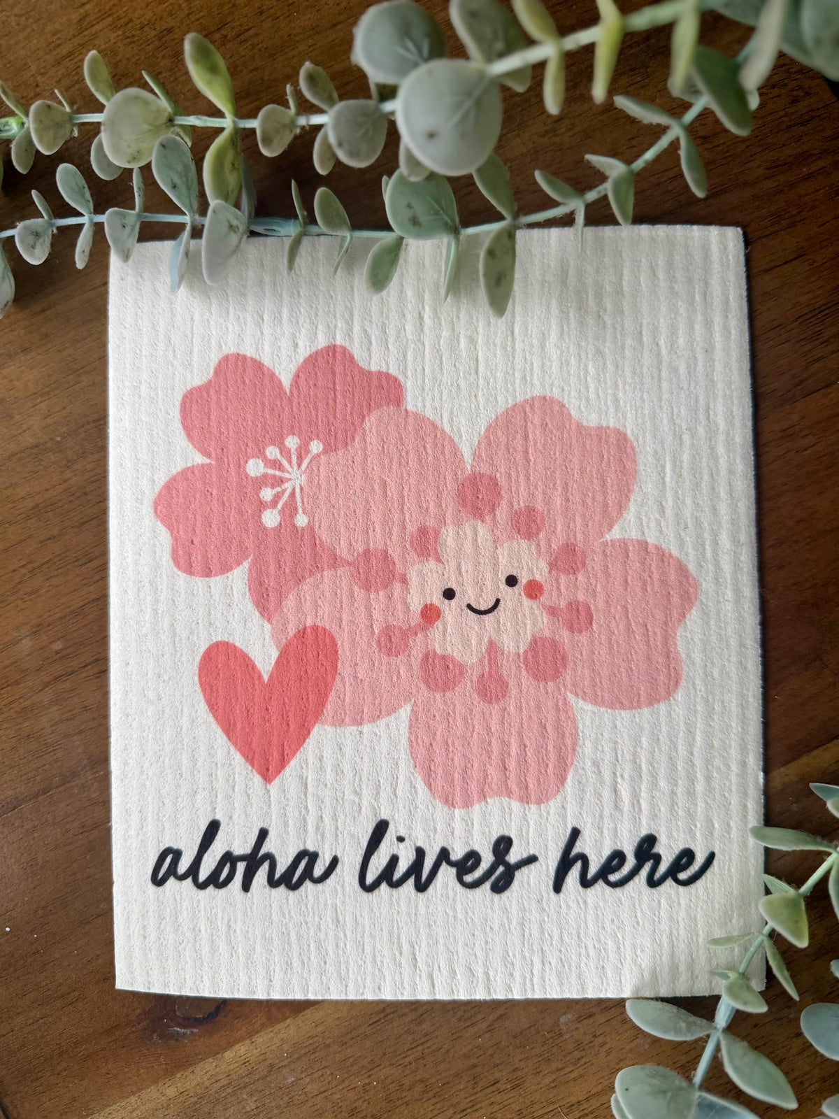 EDEN SWEDISH DISHCLOTH ALOHA LIVES HERE SAKURA