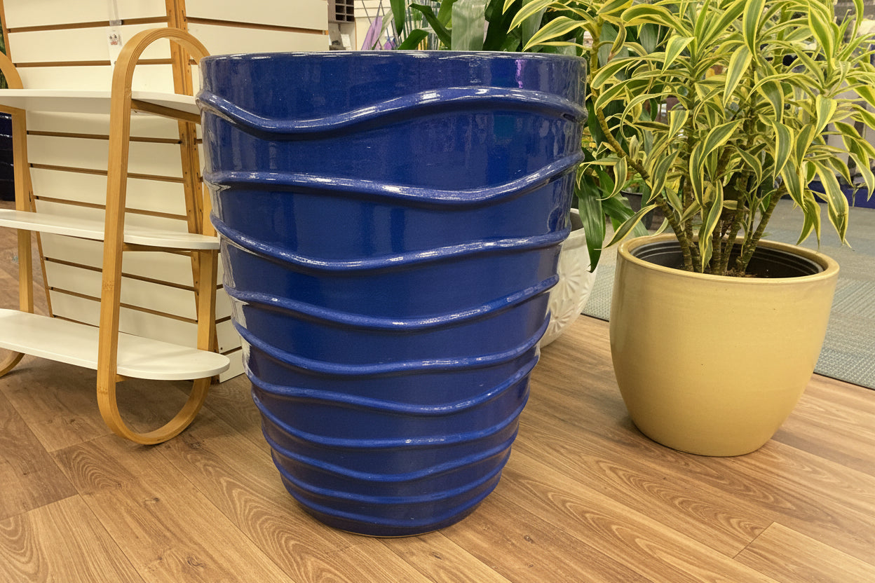 TALL WAVE PLANTER 26.4" LT BLUE