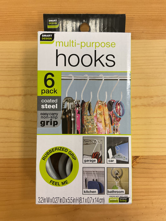 S HOOK STEEL WHITE 6PK