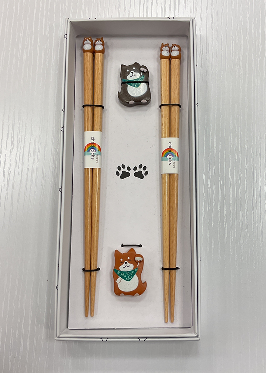 SHIBA INU CHOPSTICK/REST GIFT SET