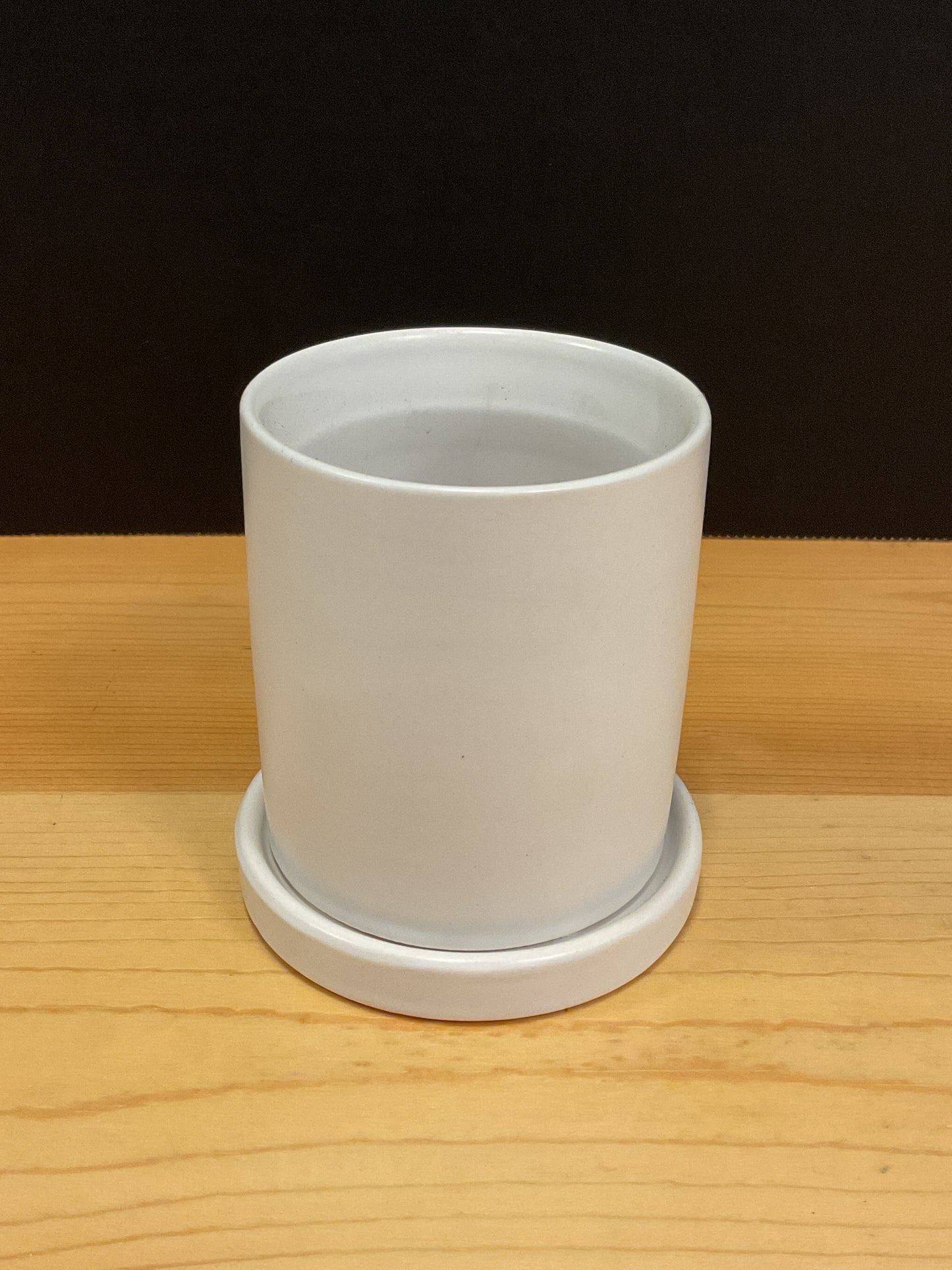 CYLINDER 3" POT W/SAUCER WHITE