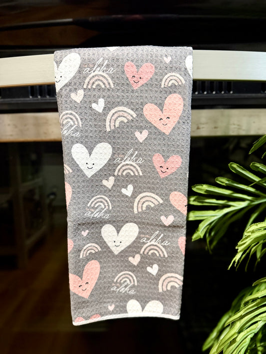 EDEN WAFFLE DISH TOWEL BE THE ALOHA GREY