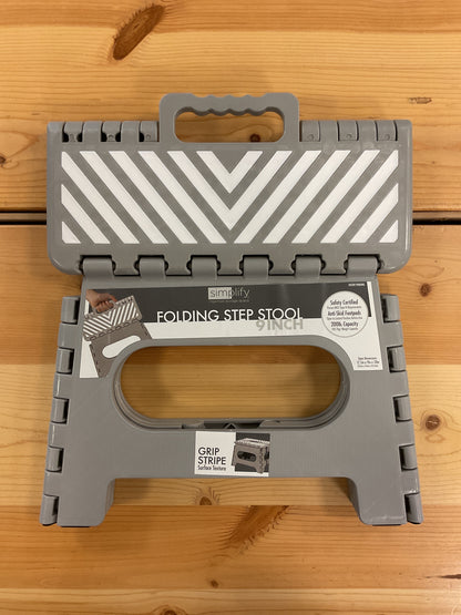 FOLDING STEP STOOL STRIPE 9" GREY