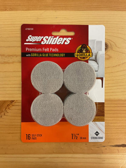 FELT SLIDR 1-1/2" W/GG OTML 16PC