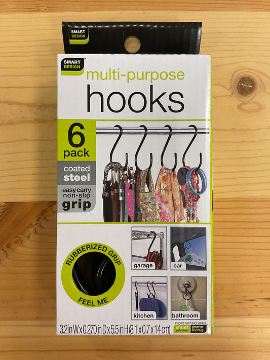 S HOOK STEEL BLACK 6PK