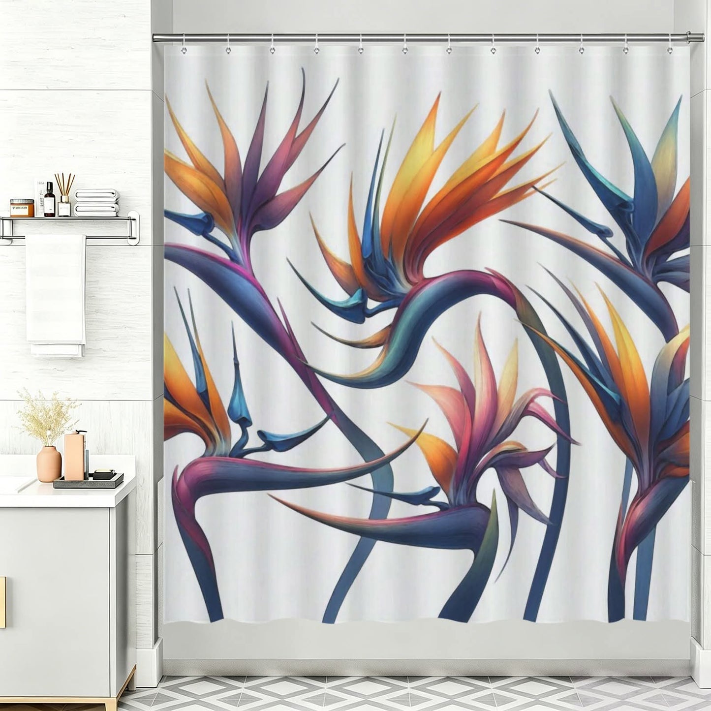 ROBERT JAMES SHOWER CURTAIN DANCING BIRDS