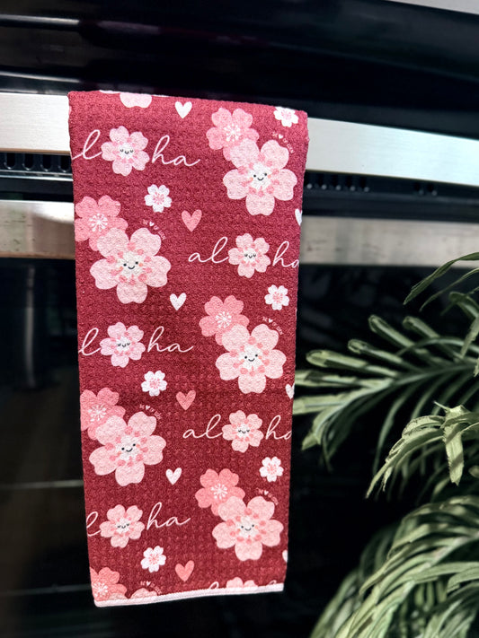 EDEN WAFFLE DISH TOWEL ALOHA SAKURA WINE