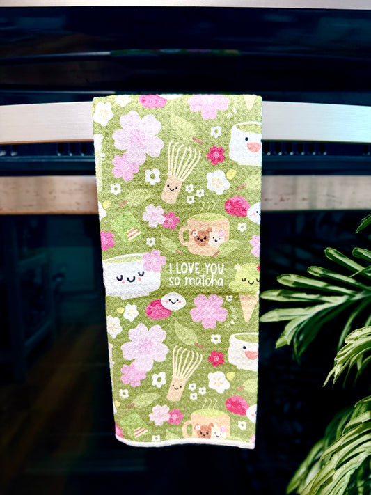 EDEN WAFFLE DISH TOWEL I LOVE YOU SO MATCHA