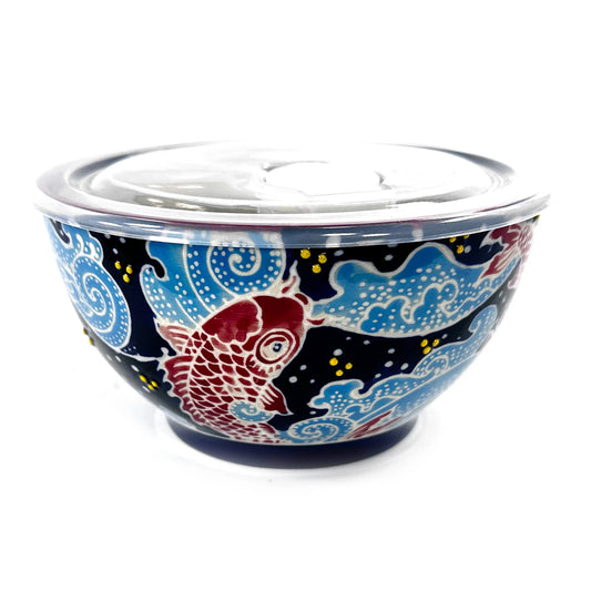 BLUE KOI/WAVES MICRO BOWL W/LID