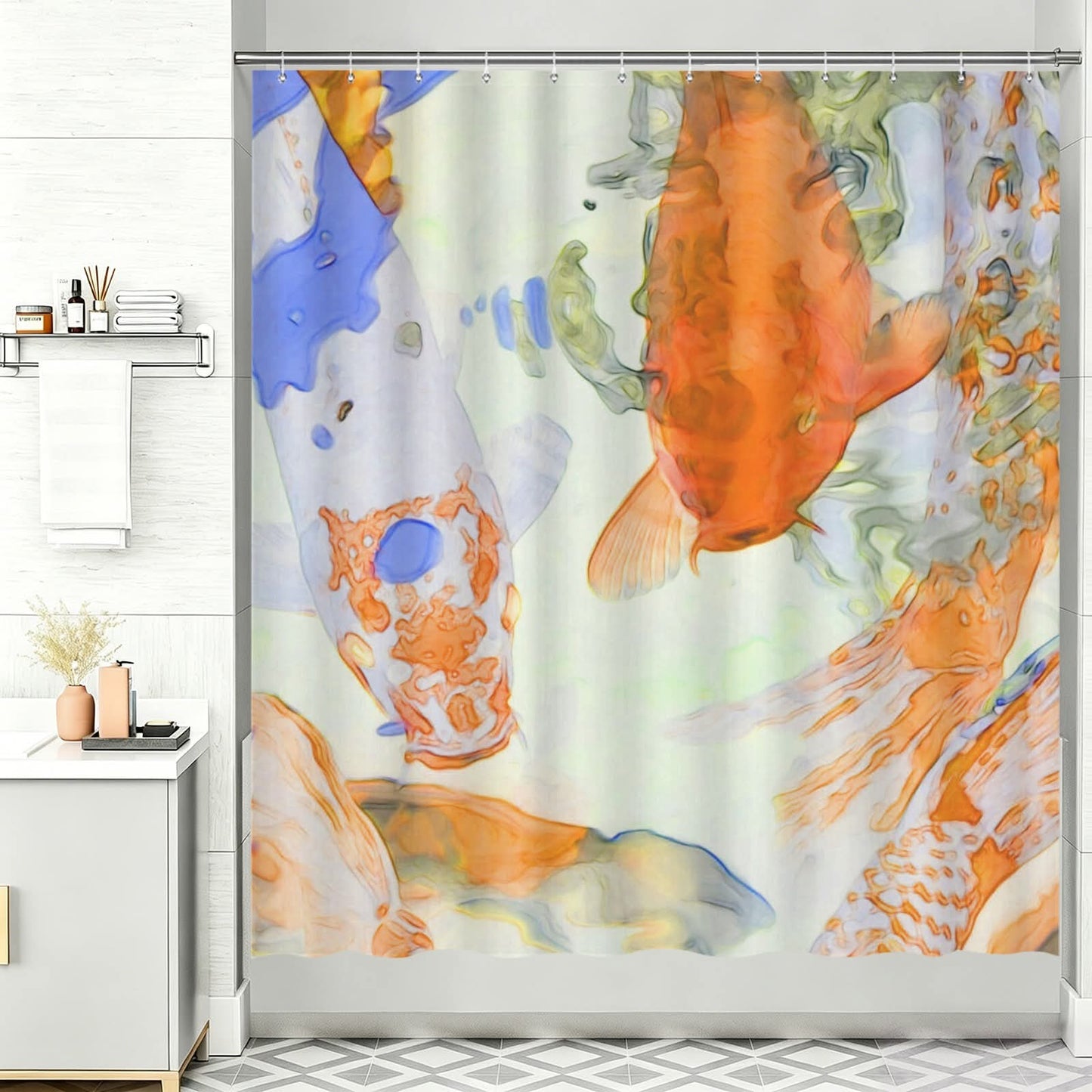ROBERT JAMES SHOWER CURTAIN PASTEL KOI