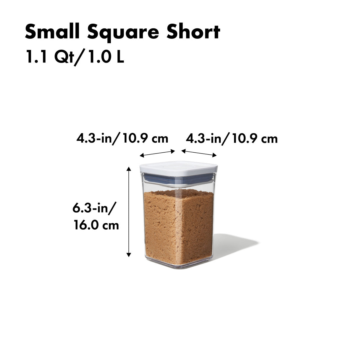 OXO POP SMALL SQUARE SHORT 1.1QT