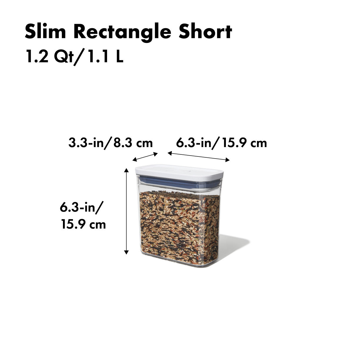OXO POP SLIM RECT SHORT 1.2QT