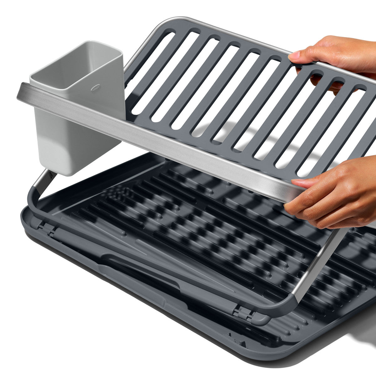OXO ALUMINUM FOLD FLAT DISH RACK